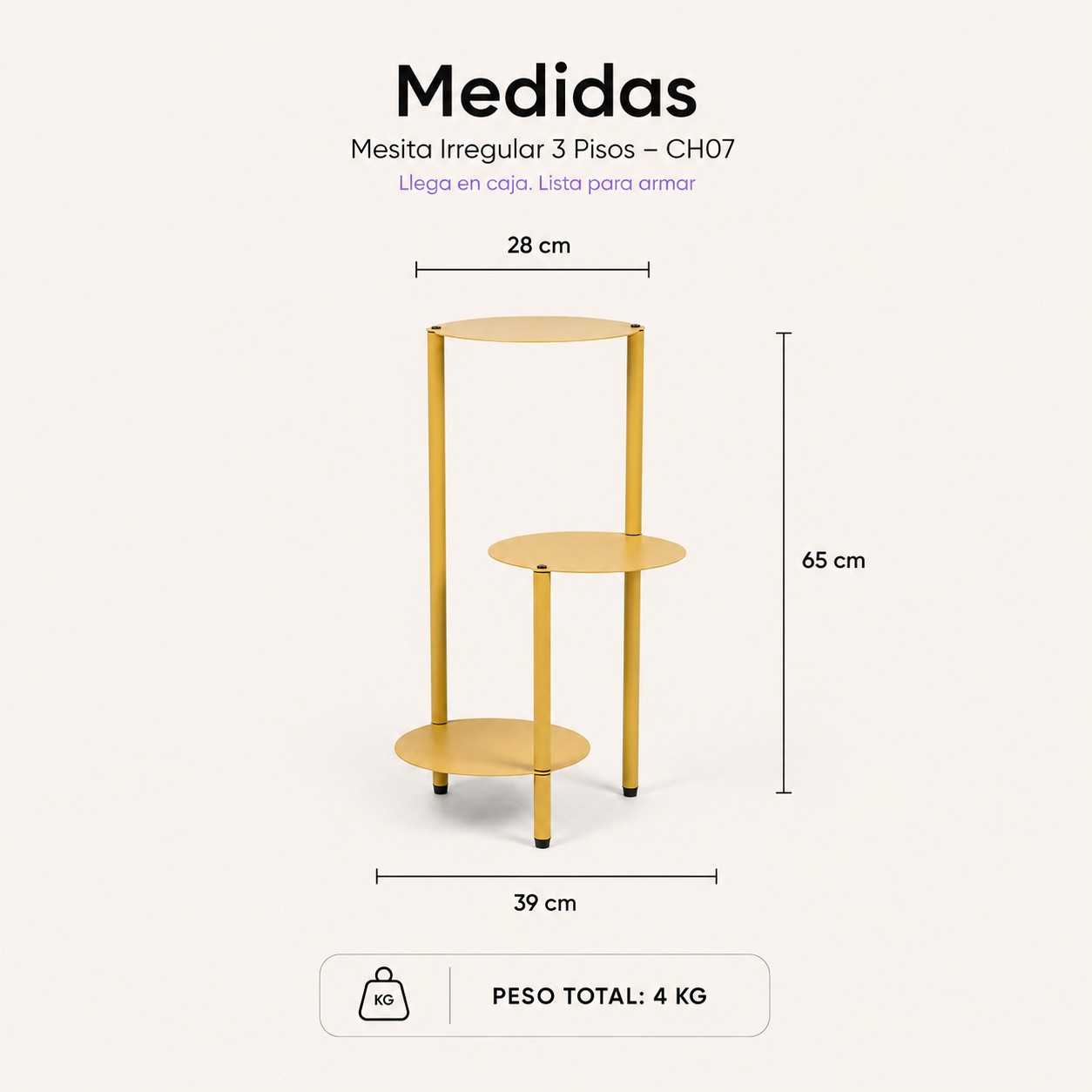 Mesita Irregular 3 pisos
